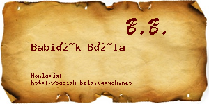 Babiák Béla névjegykártya